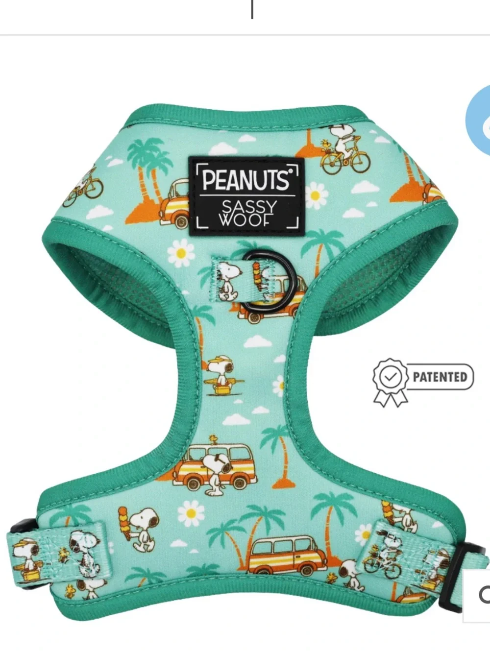Peanuts x Sassy Woof Snoopy Road Tripping Dog Harness - Teal